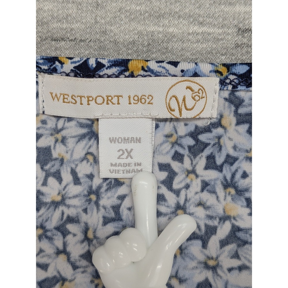 Westport Ruffle Tank Top Womens 2X Daisy Floral Sleeveless Stretch Summer Casual - Picture 2 of 7